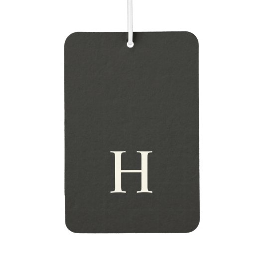 Personalisiertes schwarzes Monogramm Autolufterfrischer (Vorderseite)
