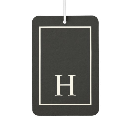 Personalisiertes schwarzes Monogramm Autolufterfrischer (Vorderseite)