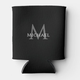 Personalisiertes schwarzes Monogramm Eleganter Anf Dosenkühler