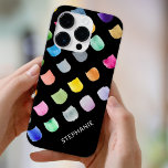 Personalisiertes Schwarzes Muster Case-Mate iPhone 14 Pro Hülle<br><div class="desc">Dieses moderne iPhone-Gehäuse ist mit einem farbenfrohen abstrakten Muster auf schwarzem Hintergrund dekoriert. Einfach mit Ihrem Namen oder Monogramm anpassbar. Ändern Sie mithilfe des Entwurfstools die Textgröße,  den Stil oder die Farbe. Original Wasserfarbe © Michele Davies.</div>