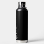 Personalisiertes Schwarzes Namensschild Minimalist Trinkflasche (links)