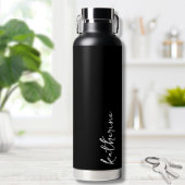 Personalisiertes Schwarzes Namensschild Minimalist Trinkflasche