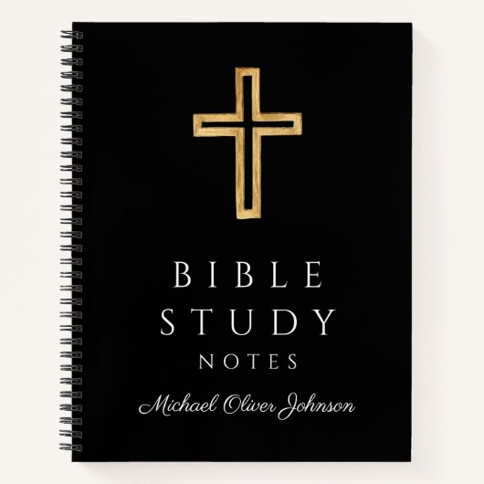 Personalisiertes schwarzes religiöses Kreuz Notizblock (Vorderseite)