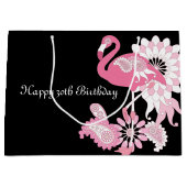 Personalisiertes Schwarzes Rosa Flamingo Geburtsta Große Geschenktüte (Vorderseite)