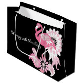 Personalisiertes Schwarzes Rosa Flamingo Geburtsta Große Geschenktüte (Vorderseite Schrägansicht)
