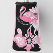 Personalisiertes Schwarzes Rosa Flamingo Golf Headcover (Rotieren 90)