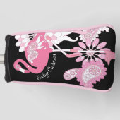 Personalisiertes Schwarzes Rosa Flamingo Golf Headcover (Vorderseite)