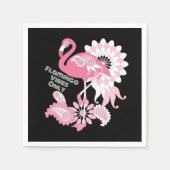 Personalisiertes Schwarzes Rosa Flamingo Serviette (Vorderseite)