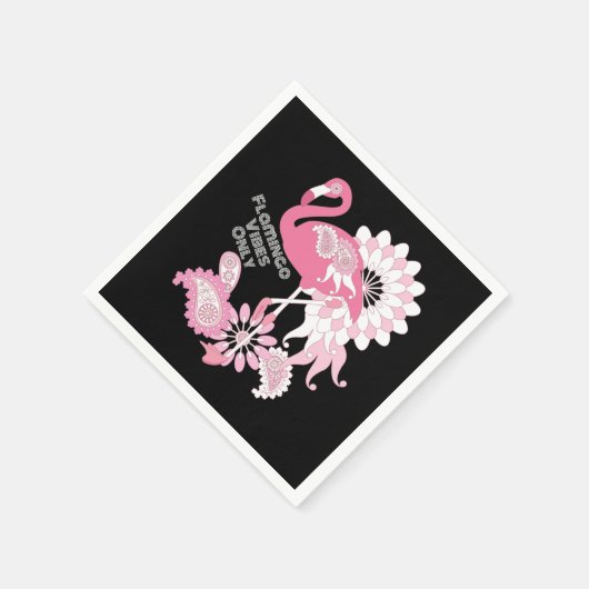 Personalisiertes Schwarzes Rosa Flamingo Serviette (Ecke)