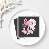 Personalisiertes Schwarzes Rosa Flamingo Serviette