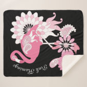 Personalisiertes Schwarzes Rosa Flamingo Sherpadecke (Vorderseite (Horizontal))