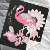 Personalisiertes Schwarzes Rosa Flamingo Sherpadecke