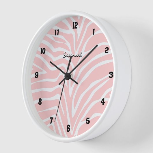 Personalisiertes schwarzes Rosa Zebra, jede Farbsä Wanduhr (Winkel)