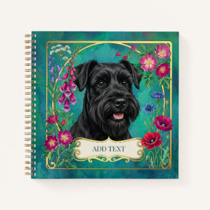 Personalisiertes schwarzes Schnauzer-Notizbuch Notizblock