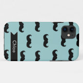 Personalisiertes schwarzes Schnurrbart-Muster auf Case-Mate iPhone Hülle (Rückseite (Horizontal))