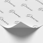 Personalisiertes Schwarzes Skript Eleganter Name G Geschenkpapier (Ecke)