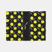 Personalisiertes schwarzes Softballnamensmuster Fleecedecke (Vorderseite (Horizontal))