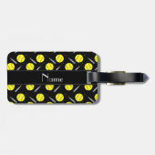 Personalisiertes schwarzes Softballnamensmuster Gepäckanhänger (Rückseite horizontal)