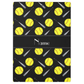 Personalisiertes schwarzes Softballnamensmuster Klemmbrett (Rückseite)