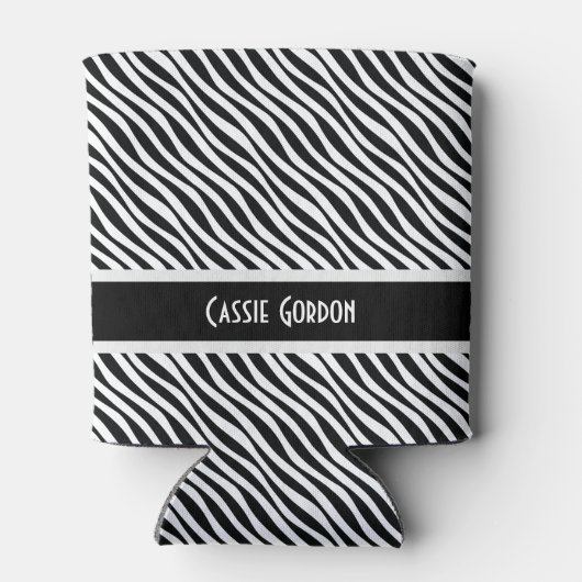 Personalisiertes, schwarzes u. weißes diagonales dosenkühler (Rückseite)