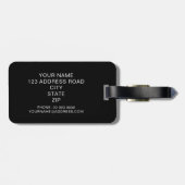 Personalisiertes schwarzes u. weißes gestreiftes gepäckanhänger (Rückseite horizontal)