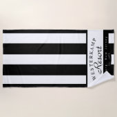 Personalisiertes schwarzes u. weißes Streifen-Tuch Strandtuch (Vorderseite)