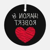 Personalisiertes Schwarzes und Rotes Herz Ornament Aus Glas (Rückseite)