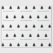Personalisiertes schwarzes Weihnachtsbaum-Verpacku Geschenkpapier (Flach)