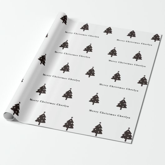 Personalisiertes schwarzes Weihnachtsbaum-Verpacku Geschenkpapier (Ungerollt)
