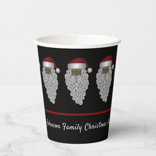 Personalisiertes Schwarzes Weihnachtsfest-Party Pappbecher (Links)