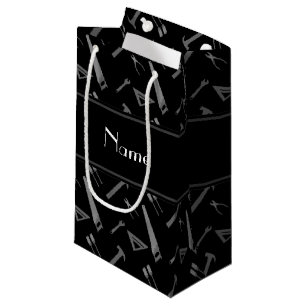 Personalisiertes schwarzes Werkzeugnamensmuster Kleine Geschenktüte