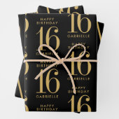 Personalisiertes Schwarzgoldalter Geschenkpapier Set (Beispiel)