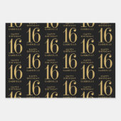 Personalisiertes Schwarzgoldalter Geschenkpapier Set (Vorderseite)