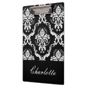 Personalisiertes Schwarzweiß-Damast-Muster Klemmbrett (Links)