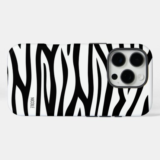Personalisiertes Schwarzweiß-Zebra Case-Mate iPhone Hülle (Rückseite (Horizontal))