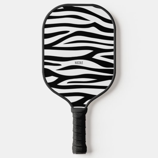 Personalisiertes Schwarzweiß-Zebra Pickleball Schläger (Vorderseite)