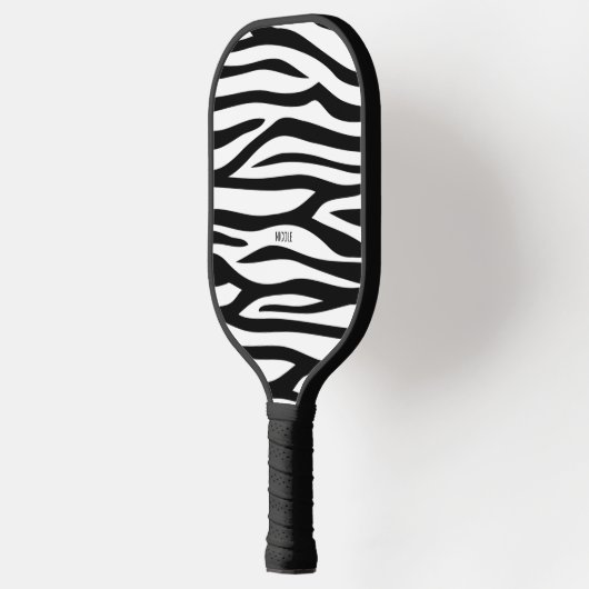 Personalisiertes Schwarzweiß-Zebra Pickleball Schläger (Links)