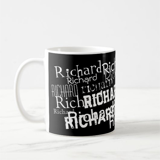 personalisiertes Schwarzweißmuster Kaffeetasse (Links)
