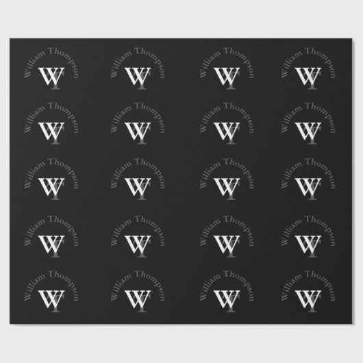 personalisiertes Schwarzweißpapier - Monogramm Geschenkpapier (Flach)
