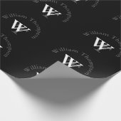 personalisiertes Schwarzweißpapier - Monogramm Geschenkpapier (Ecke)