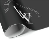 personalisiertes Schwarzweißpapier - Monogramm Geschenkpapier (Rolleneckpunkt)