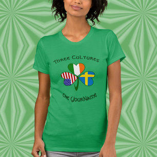 Personalisiertes Schweden Irland USA Shamrock Dame T-Shirt
