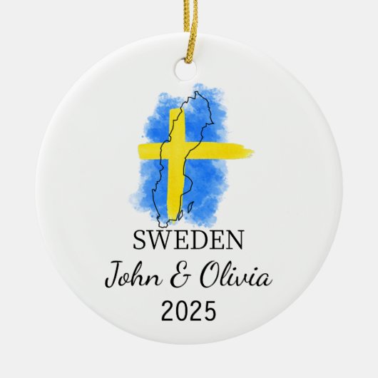 Personalisiertes Schweden Ornament, Schweden Flagg Keramik Ornament (Vorne)