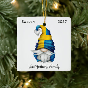 Personalisiertes schwedisches Gnom-Foto Keramikornament