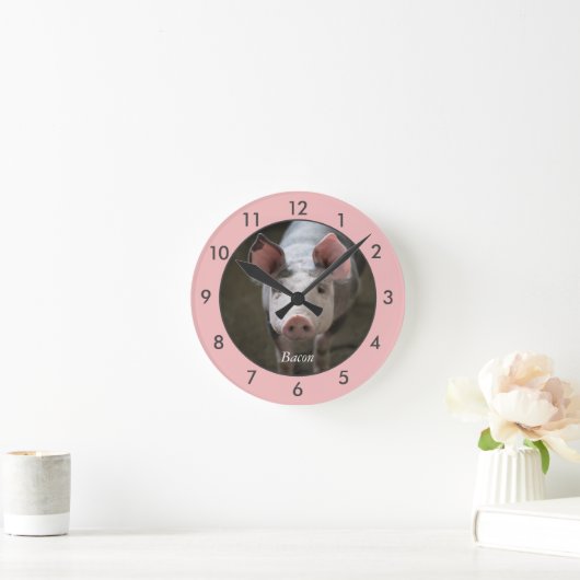 Personalisiertes Schwein große Uhr (Zuhause)