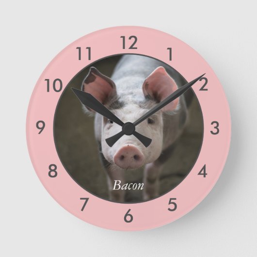 Personalisiertes Schwein große Uhr (Vorderseite)