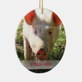 Personalisiertes Schweinefleisch Foto und Name Wei Keramikornament (Rechts)