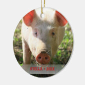 Personalisiertes Schweinefleisch Foto und Name Wei Keramikornament (Links)