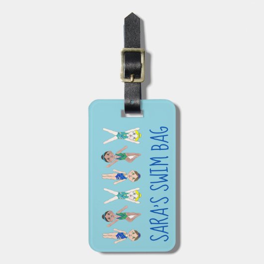 Personalisiertes Schwimmbäckerchen Synchronschwimm Gepäckanhänger (Vorderseite vertikal)