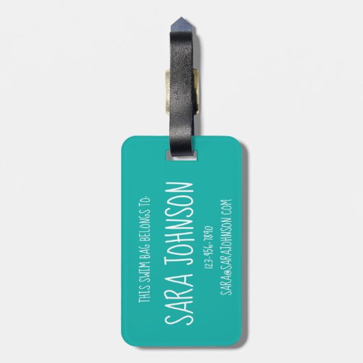 Personalisiertes Schwimmbäckerchen Synchronschwimm Gepäckanhänger (Rückseite vertikal)